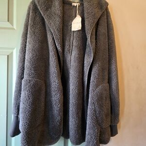 Hem & Thread Charcoal Hooded Teddy Coat